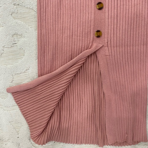 Rose Pink Ribbed Button-Down Dress - Picture 5 of 5